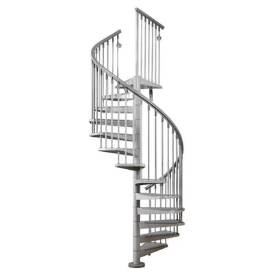 Prefab Outdoor Metal Spiral Staircase Customized Color With Steel Post Baluster Railing