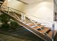 Elegant Decorative Prefab Straight Run Stairs With Steel Glass Railing