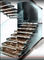 Solid Wood / Glass Tread Modern Straight Staircase Stainless Steel Handrail