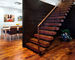 Single Stringer Solid Wood Stairs Durable With Automatic Led Lighting Wooden Step