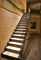 Single Stringer Solid Wood Stairs Durable With Automatic Led Lighting Wooden Step
