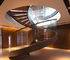 Durable Modern Curved Staircase Interior Solid Wood Tread With Glass Railing