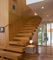 Wooden Tread Tempered Glass Railings Stairs Customized For Interior Staircase