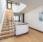 Stainless Steel Modern Straight Staircase , Solid Wood Staircase Double Square Stringer