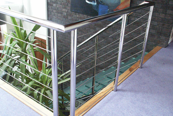 Durable Tension Cable Balustrade Fire Resistance With Round Handrail