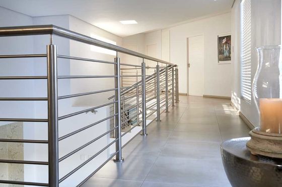 Prefabricated Staircase Stainless Steel Rod Railing Indoor Side Mounted