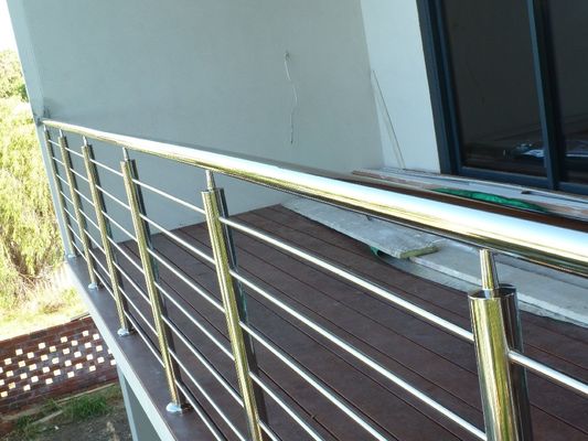 Balcony Stair Balustrade Stainless Steel Tube Railing Floor Mounted