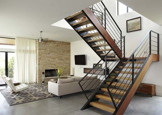 Beech Wood Straight Flight Staircase Household Prefabricated Design