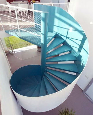 Modern Custom Stairs Prefabricated Spiral Staircase Sprayed Fire-Resistance Stair