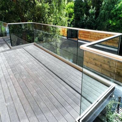 Metal Balcony Aluminum Glass Railing Frameless Mirror Polish Finish Safety Fence