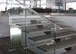 Square Steel Beam European Oak Wood Tread Straight Stairs With Glass Railing
