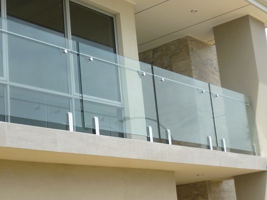 Round Friction Clear Tempered Glass Railing Square Spigot Prefabricated Type