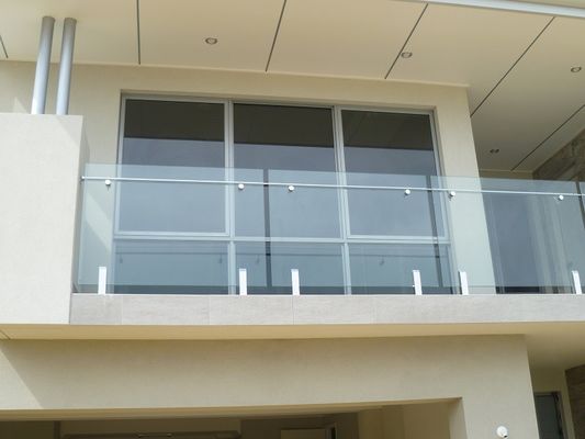 Round Friction Clear Tempered Glass Railing Square Spigot Prefabricated Type