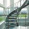 LED Tempered Glass Modern Curved Staircase Commercial Loft Spiral Type