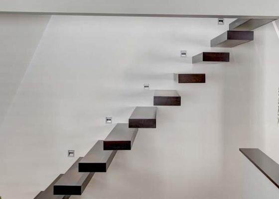 American Solid Wood Straight Flight Staircase Custom Cantilever Staircase