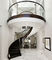Wood Grain Coated Modern Curved Staircase Easy Install With Glass Railing