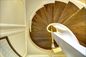 Villa Modern Prefabricated Spiral Staircase Tempered Glass Railing Walnut Tread