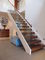 Solid Wood / Glass Tread Modern Straight Staircase Stainless Steel Handrail