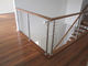 Floor / Wall Mounted Stainless Steel Cable Stair Railing Systems With Wood Mental Handrail