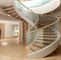 Interior Tempered Glass Railing Customized Color With Wood Tread Curved Stairs
